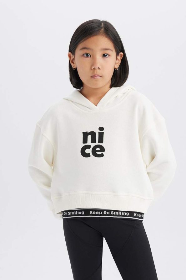 Girls' Relax Fit Hooded Printed Sweatshirt
