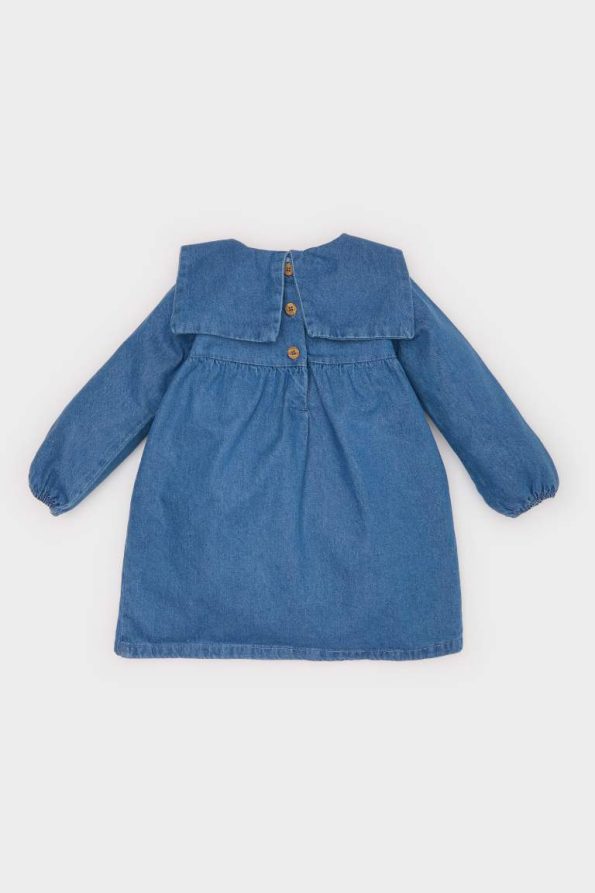 Embroidered Long Sleeve Denim Dress for Baby Girls