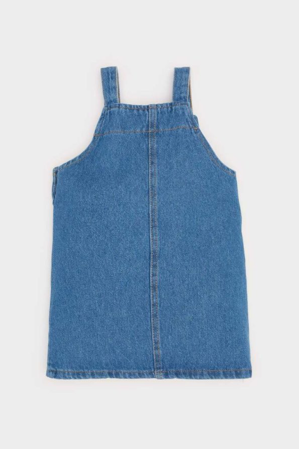 Girls' Floral Strap Denim Dress