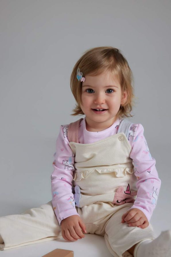 Girls' Baby 2-Piece Unicorn Print Sweatshirt and Dungaree Set