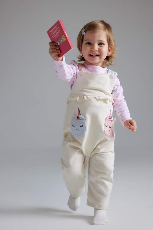 Girls' Baby 2-Piece Unicorn Print Sweatshirt and Dungaree Set