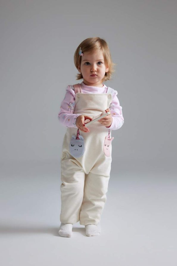 Girls' Baby 2-Piece Unicorn Print Sweatshirt and Dungaree Set