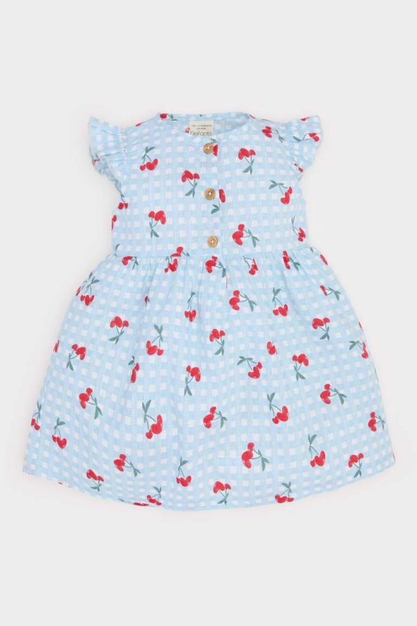 Girls' Short Sleeve Printed Poplin Summer Dress