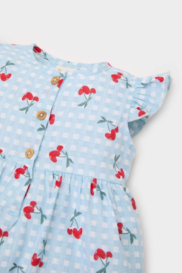 Girls' Short Sleeve Printed Poplin Summer Dress
