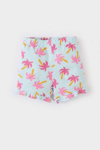 Girls' Baby 2-Piece Set with Palm Print Short-Sleeve T-Shirt and Elastic Waist Shorts