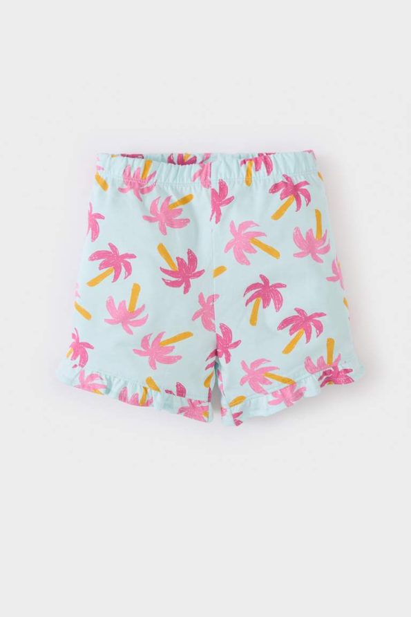 Girls' Baby 2-Piece Set with Palm Print Short-Sleeve T-Shirt and Elastic Waist Shorts
