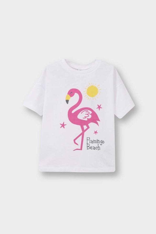 Girls' Short Sleeve Printed T-Shirt with Crew Neck