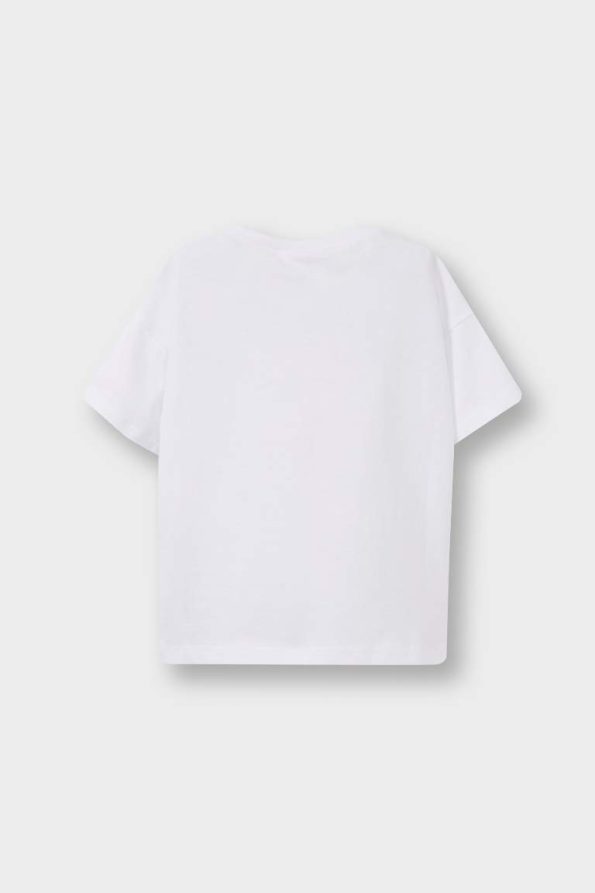 Girls' Short Sleeve Printed T-Shirt with Crew Neck