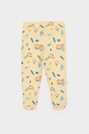 Boys' Pajama Set with Vehicle Print Long Sleeve Waffle Top and Elastic Waist Long Pants
