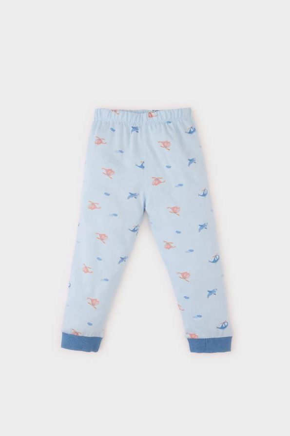 Boys' Cotton Pajama Set with Long Sleeves and Elastic Waist Pants