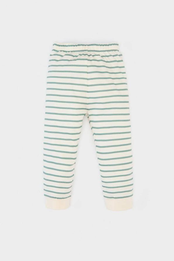 Boys' Printed Short Sleeve Pajama Set with Striped Long Pants