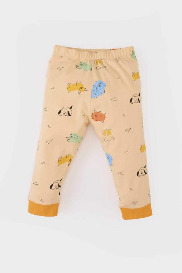 Boys' Long Sleeve Printed Pajama Set with Elastic Waist Pants