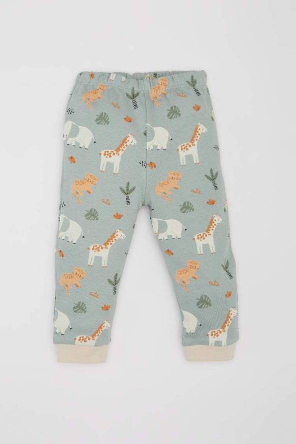 Boys' Safari Print Long Sleeve Pajama Set with Elastic Waist Pants