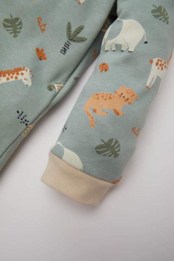 Boys' Safari Print Long Sleeve Pajama Set with Elastic Waist Pants