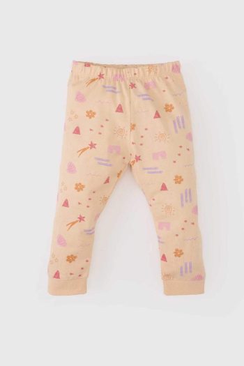 Girls' Pajama Set with Long Sleeve Printed Top and Elastic Waist Long Pants