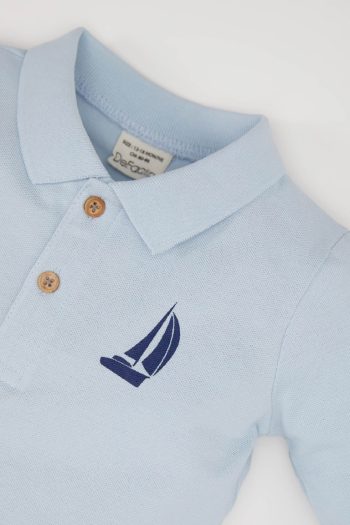 Boys' Polo Collar Printed Long Sleeve T-Shirt