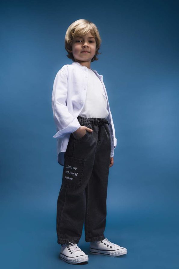 Boys' Elastic Waist Printed Jean Pants