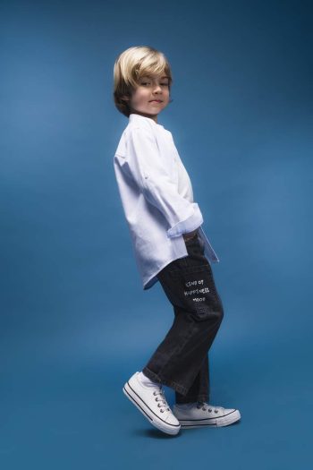 Boys' Elastic Waist Printed Jean Pants