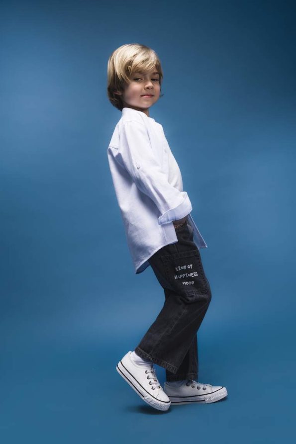 Boys' Elastic Waist Printed Jean Pants