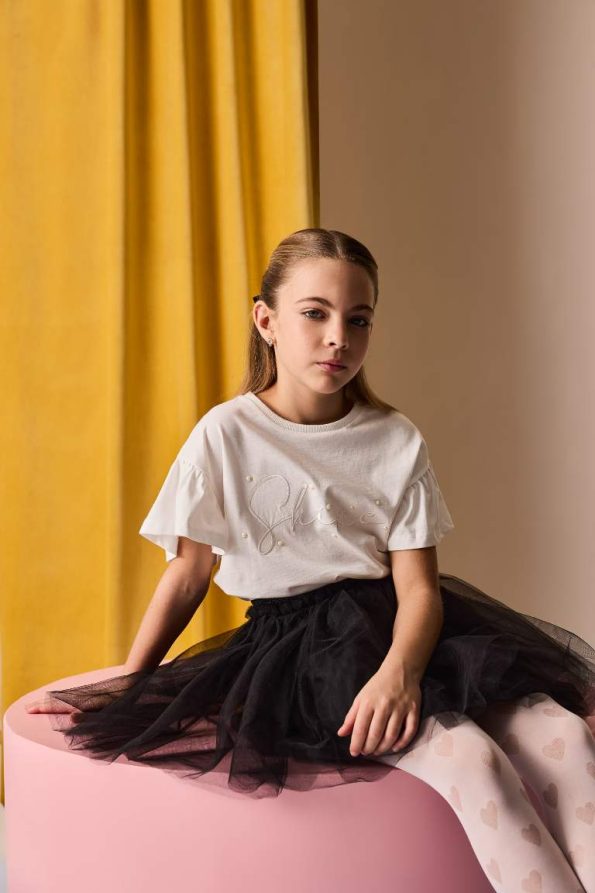 Girls' Printed Short Sleeve Crew Neck T-Shirt