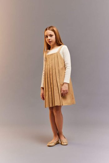 Girls' Pleated Strap Summer Dress
