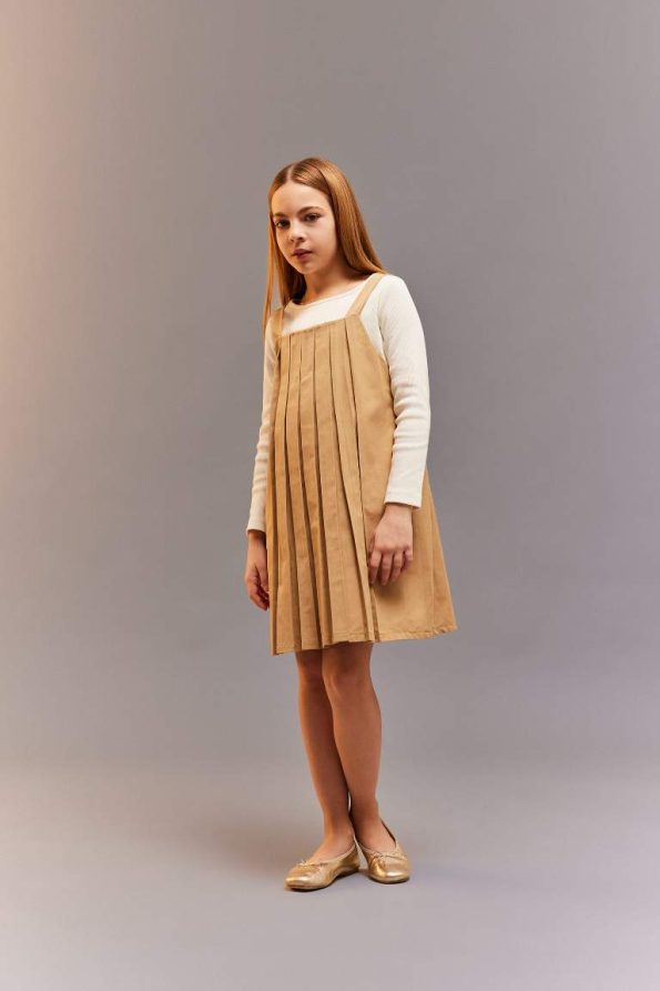 Girls' Pleated Strap Summer Dress
