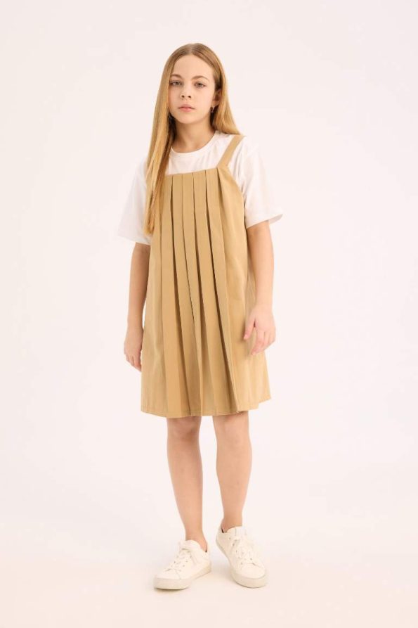 Girls' Pleated Strap Summer Dress