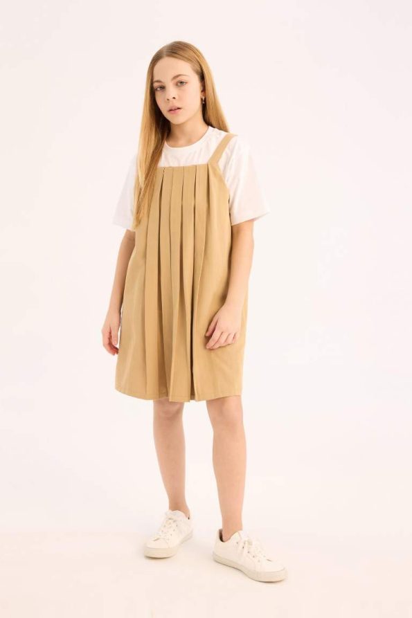 Girls' Pleated Strap Summer Dress