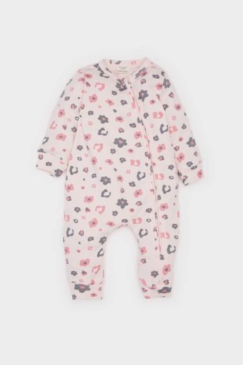 Girls' Newborn Printed Zip-Up Long Sleeve Romper