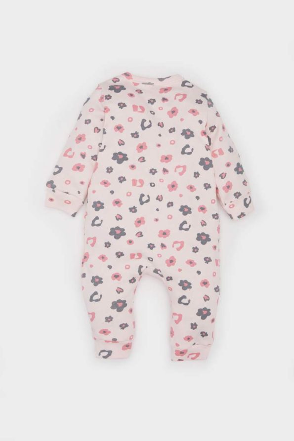 Girls' Newborn Printed Zip-Up Long Sleeve Romper