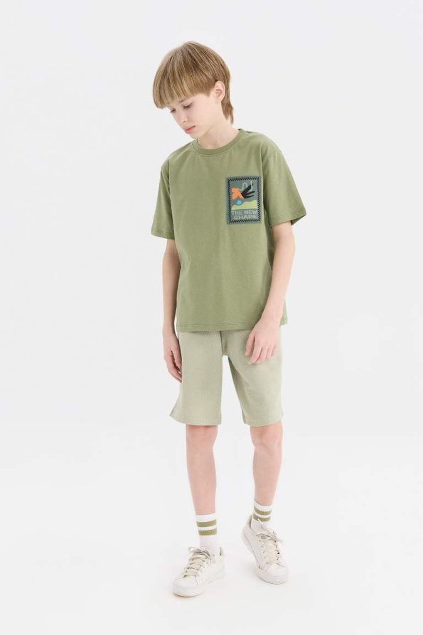 Boys' Embroidered Crew Neck Short Sleeve T-Shirt