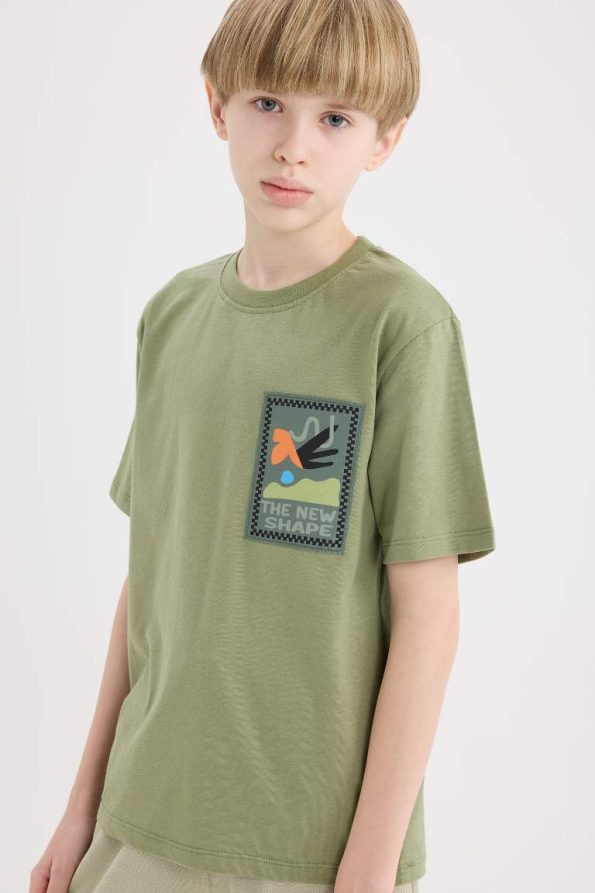 Boys' Embroidered Crew Neck Short Sleeve T-Shirt