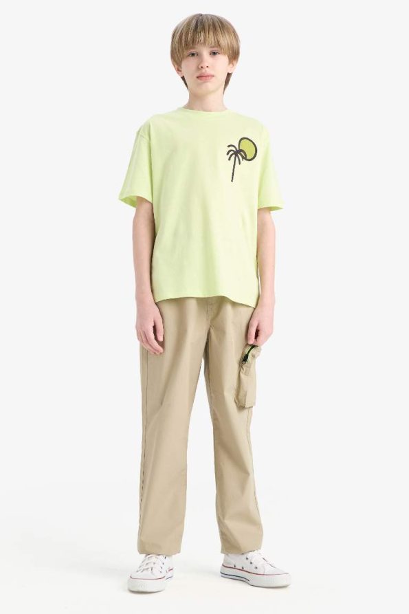 Boys' Short Sleeve Bicycle Neck T-Shirt with Back Print
