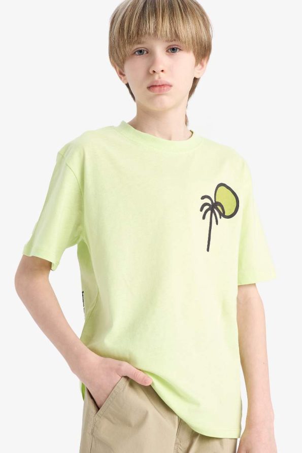 Boys' Short Sleeve Bicycle Neck T-Shirt with Back Print