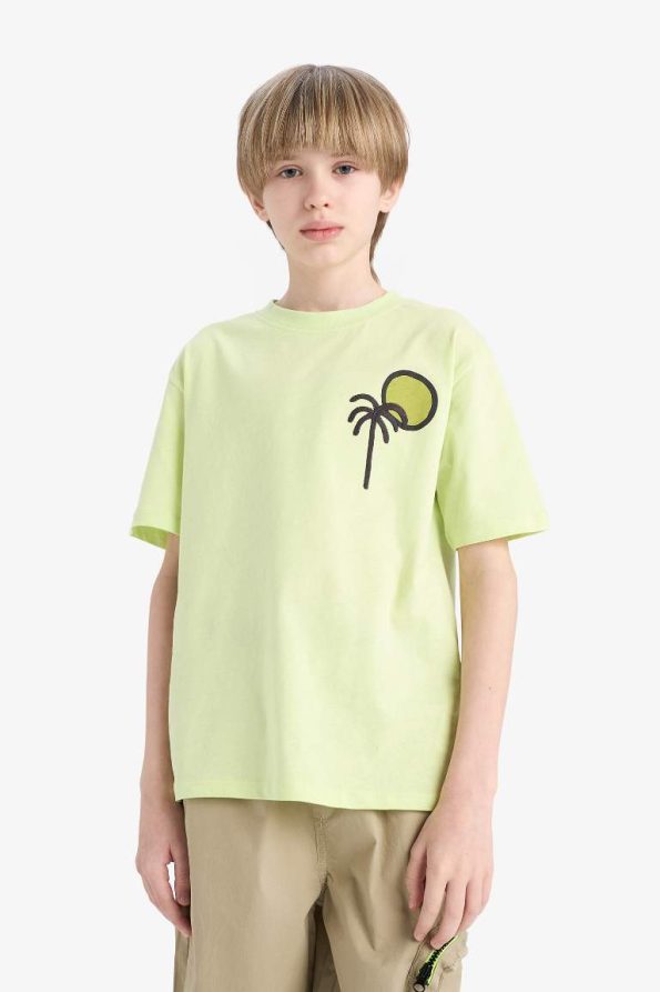 Boys' Short Sleeve Bicycle Neck T-Shirt with Back Print