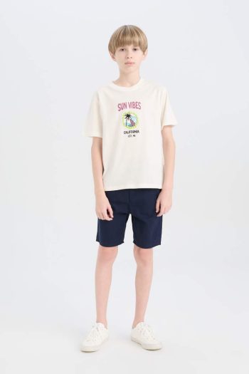 Boys' Short Sleeve Crew Neck T-Shirt with Back Print