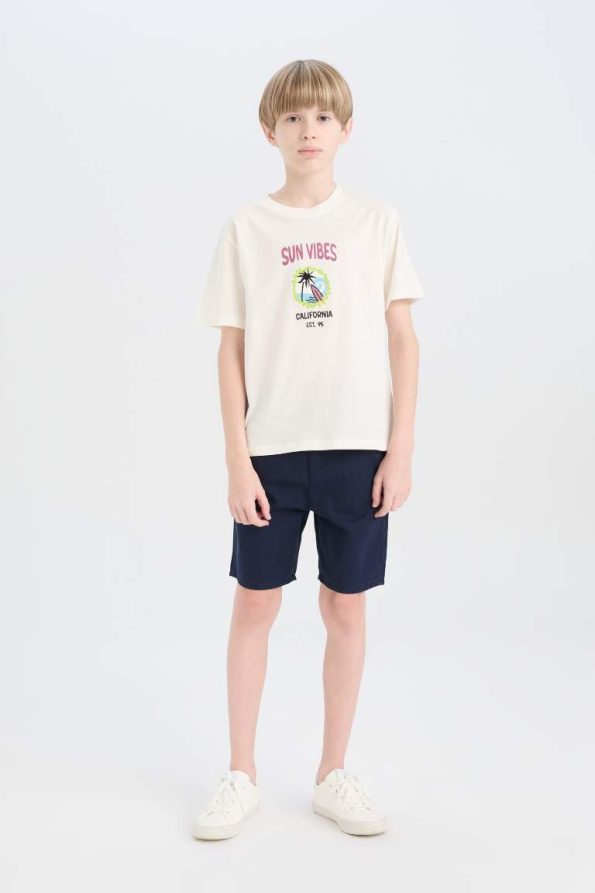 Boys' Short Sleeve Crew Neck T-Shirt with Back Print
