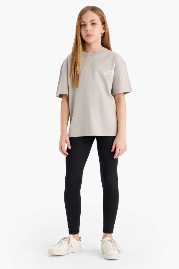 Girls' Oversized Wide Fit Printed Short Sleeve T-Shirt