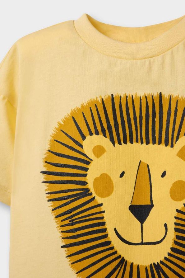 Baby Boy 2-Piece Set with Lion Print Short Sleeve T-Shirt and Elastic Waist Shorts