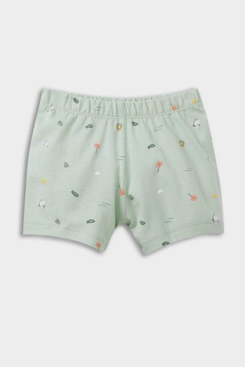 Boys' Short Sleeve Cotton Pajama Set with Ocean Print and Elastic Waist Shorts