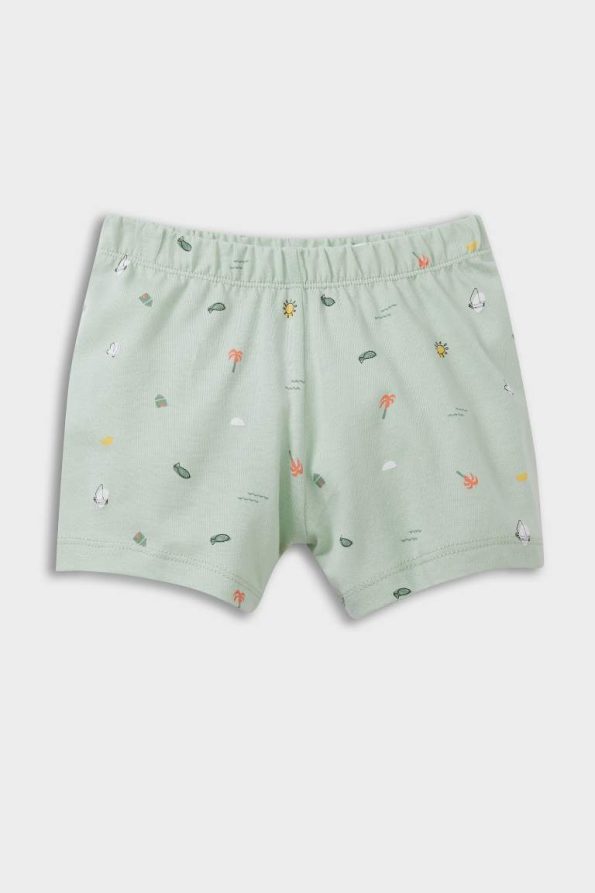 Boys' Short Sleeve Cotton Pajama Set with Ocean Print and Elastic Waist Shorts