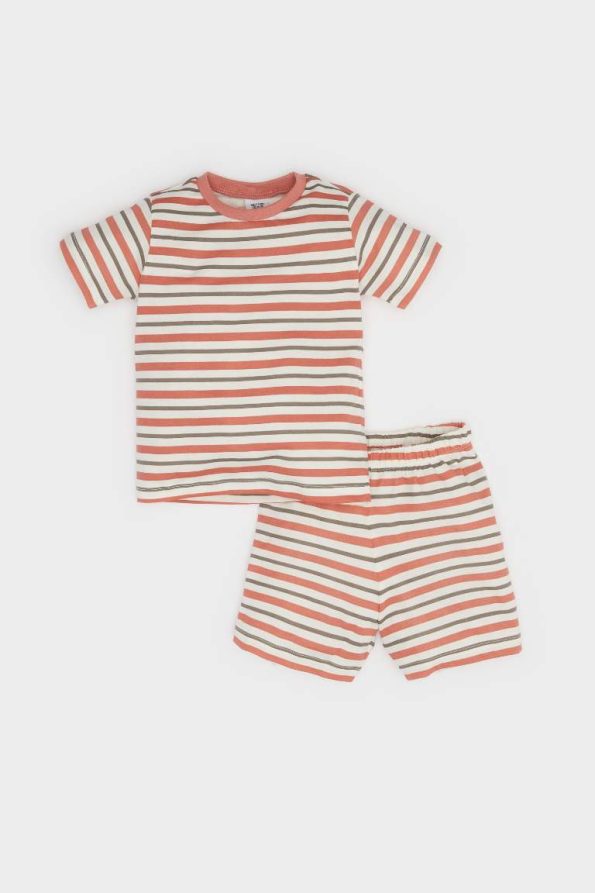 Boys' 4-Piece Short Sleeve Pajama Set with Elastic Waist Shorts