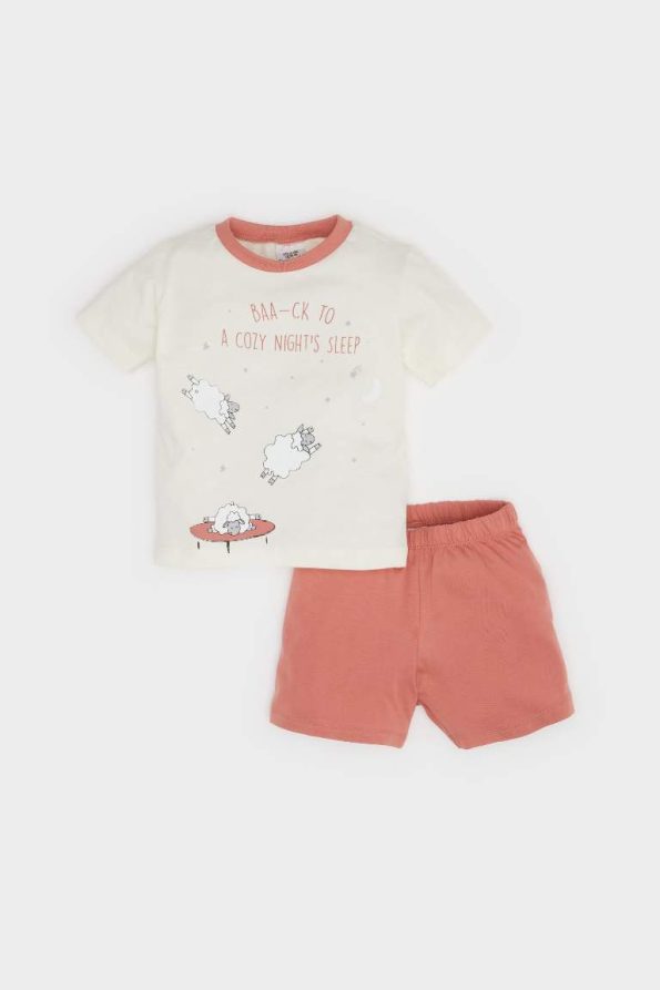 Boys' 4-Piece Short Sleeve Pajama Set with Elastic Waist Shorts