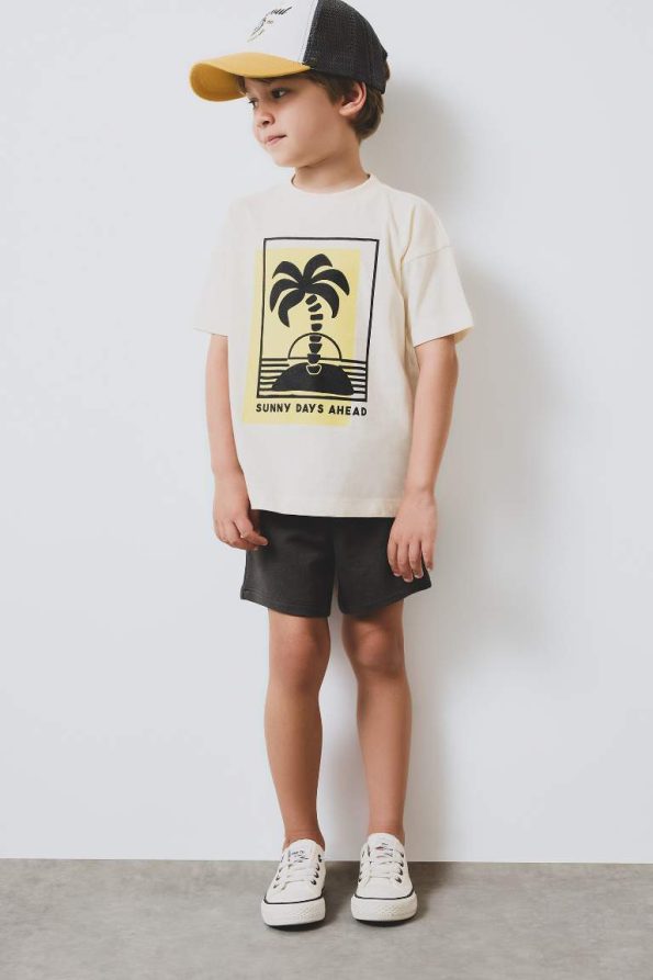 Boys' Palm Print Short Sleeve T-Shirt and Elastic Waist Shorts Set