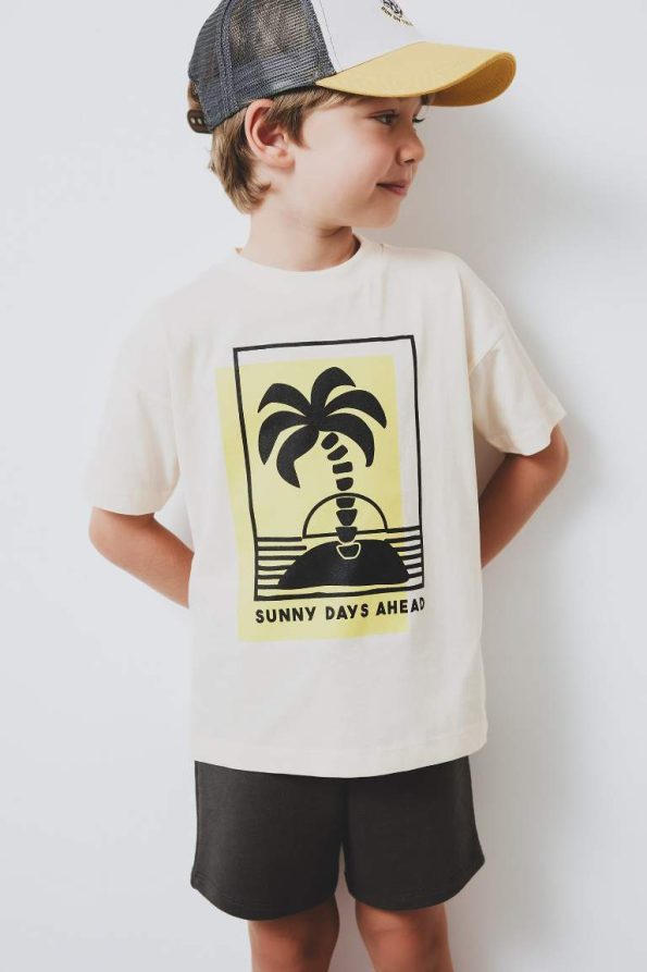 Boys' Palm Print Short Sleeve T-Shirt and Elastic Waist Shorts Set