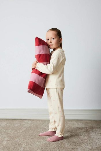 Girls' Baby Pajama Set with Rainbow Print Long Sleeve Top and Elastic Waist Pants