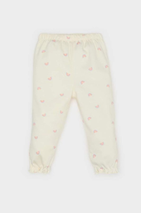 Girls' Baby Pajama Set with Rainbow Print Long Sleeve Top and Elastic Waist Pants