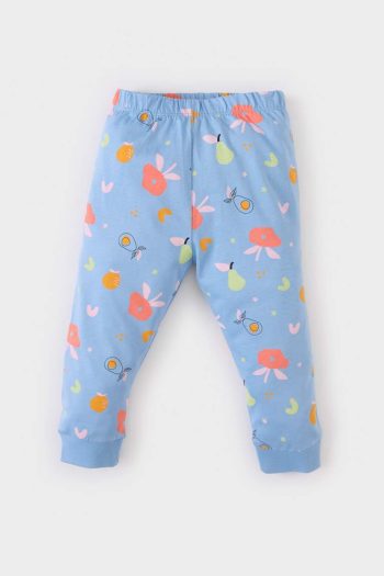 Girls' Floral Long Sleeve Pajama Set with Elastic Waist Pants