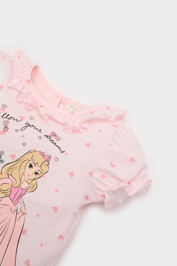 Girls' Disney Princess Pajama Set with Short Sleeve Top and Long Pants