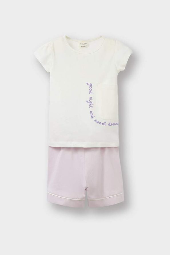 Girls' Baby Pajama Set Short Sleeve Cotton Top with Elastic Waist Shorts